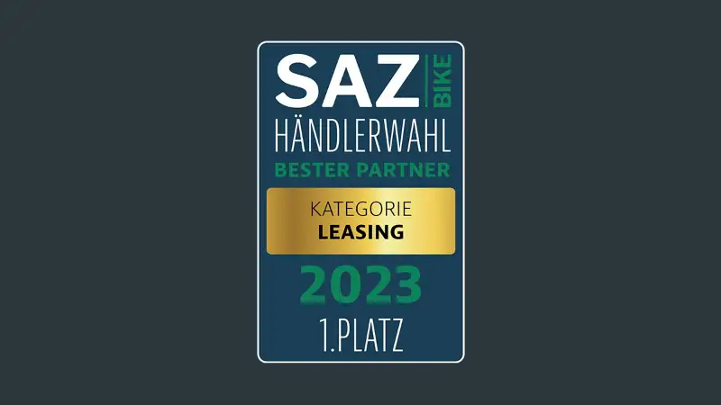 SAZbike Händlerwahl 2023: JobRad belegt den 1. Platz in der Kategorie Leasing SAZbike Händlerwahl 2023: JobRad belegt den 1. Platz in der Kategorie Leasing