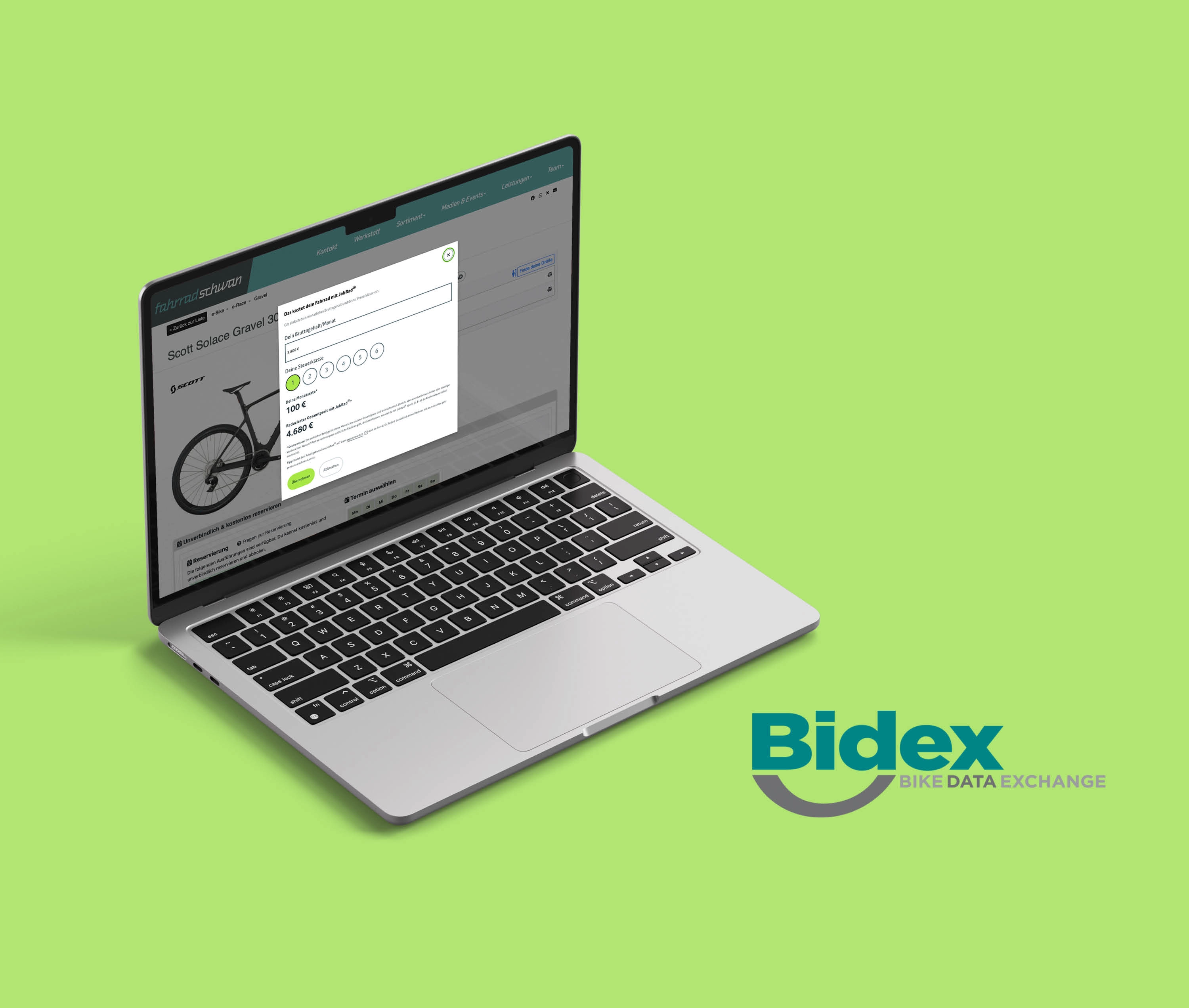 Mockup Preis Widget am Laptop mit Bidex Logo Mockup Preis Widget am Laptop mit Bidex Logo